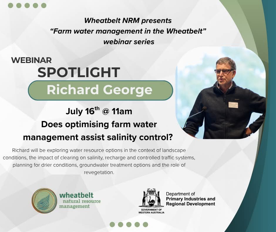 📢Reminder! Don't forget to join Richard George while he discusses water opportunities from salinity control.
For more information head to
ow.ly/8OiU50WeuC4
