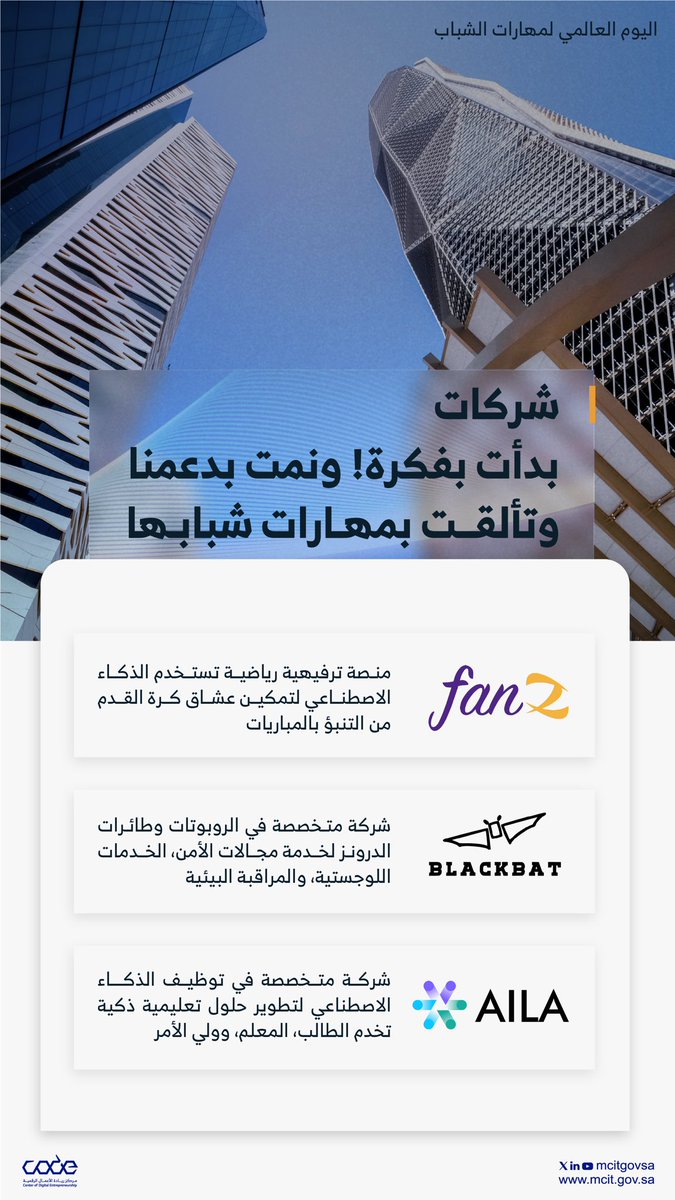 في #اليوم_العالمي_لمهارات_الشباب، نُشجّع خطواتهم ونمكنهم لصناعة مستقبل الذكاء الاصطناعي 💫