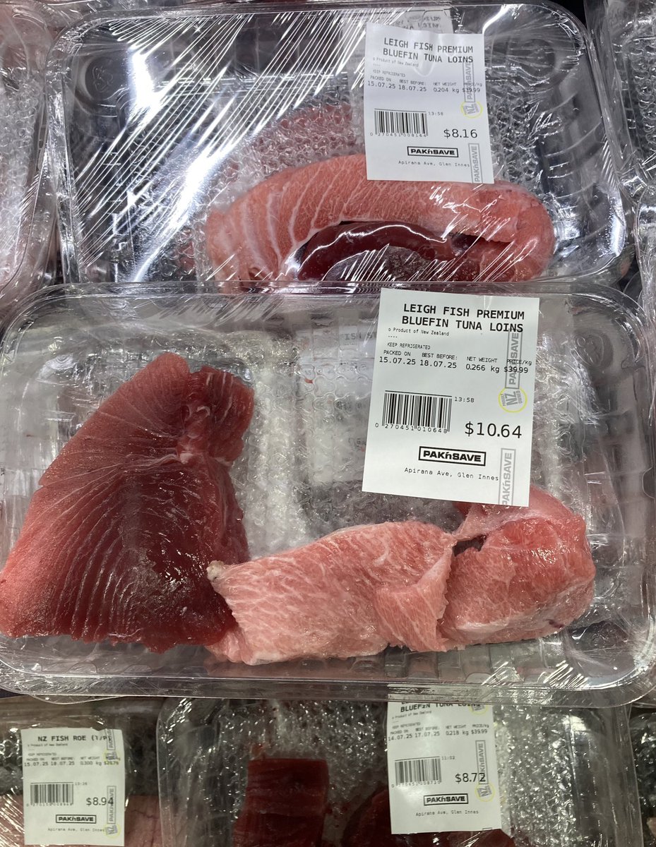 Taka_xoxo_NZ's tweet photo. 魚屋の大将が見たら、激怒されるやつ😡 本日のは特に酷かったな。
販売ロスだよ #PaknSave
#ミナミマグロ が台無し😑
#ニュージーランド https://t.co/RUnC6qO3WR
