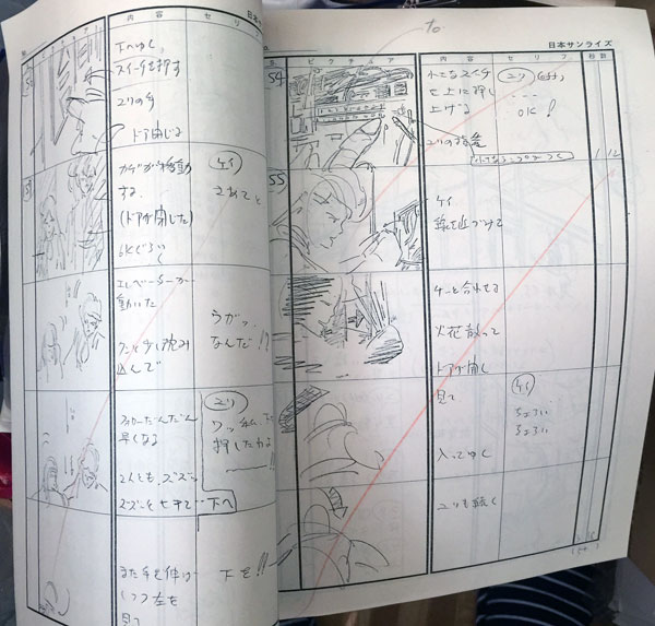 GENP37's tweet image. 何やら、ダーティーペア40周年で、色々やるそうで。
自分も確かご祝儀で第一話だけ、チビット手伝ったんですけどね。
絵コンテの赤い線が入ったシーンとかが、自分の担当っす。
#ダーティーペア