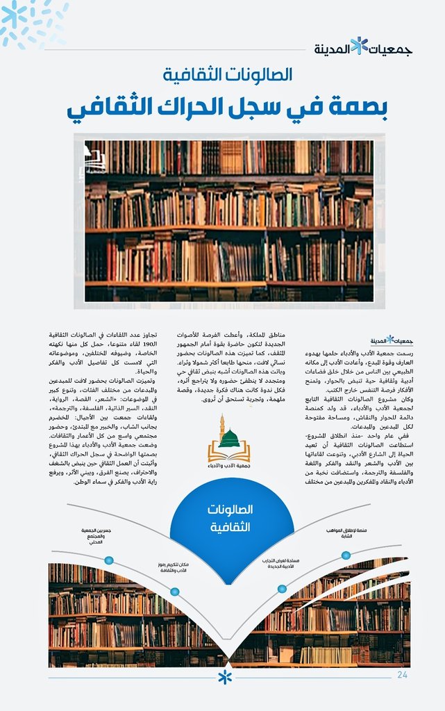 جمعية الأدب والأدباء (@literatureksa) on Twitter photo صدور #نشرة_جمعيات_المدينة عن مجلس الجمعيات الأهلية بمنطقة #المدينة_المنورة، وقد سلطت الضوء على إحدى مبادرات #جمعية_الأدب_والأدباء والتي تهدف إلى تعزيز الحراك الثقافي في جميع مناطق #المملكة_العربية_السعودية 🇸🇦
#وزارة_الثقافة
<a href="/BadrFAlSaud/">بدر بن عبدالله بن فرحان آل سعود</a> صدور #نشرة_جمعيات_المدينة عن مجلس الجمعيات الأهلية بمنطقة #المدينة_المنورة، وقد سلطت الضوء على إحدى مبادرات #جمعية_الأدب_والأدباء والتي تهدف إلى تعزيز الحراك الثقافي في جميع مناطق #المملكة_العربية_السعودية 🇸🇦
#وزارة_الثقافة
<a href="/BadrFAlSaud/">بدر بن عبدالله بن فرحان آل سعود</a>