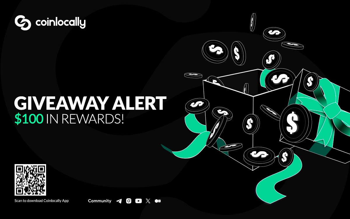 🚨 GIVEAWAY ALERT – $100 in Rewards! 
We’re giving $10 to 10 lucky winners 

Here’s how to enter:
✅ Follow @Coinlocally
✅ Like &amp; Retweet this post
✅ Tag 2 real friends in the comments

🗓 Contest ends in 5 days
🎁 Winners will be announced right here!