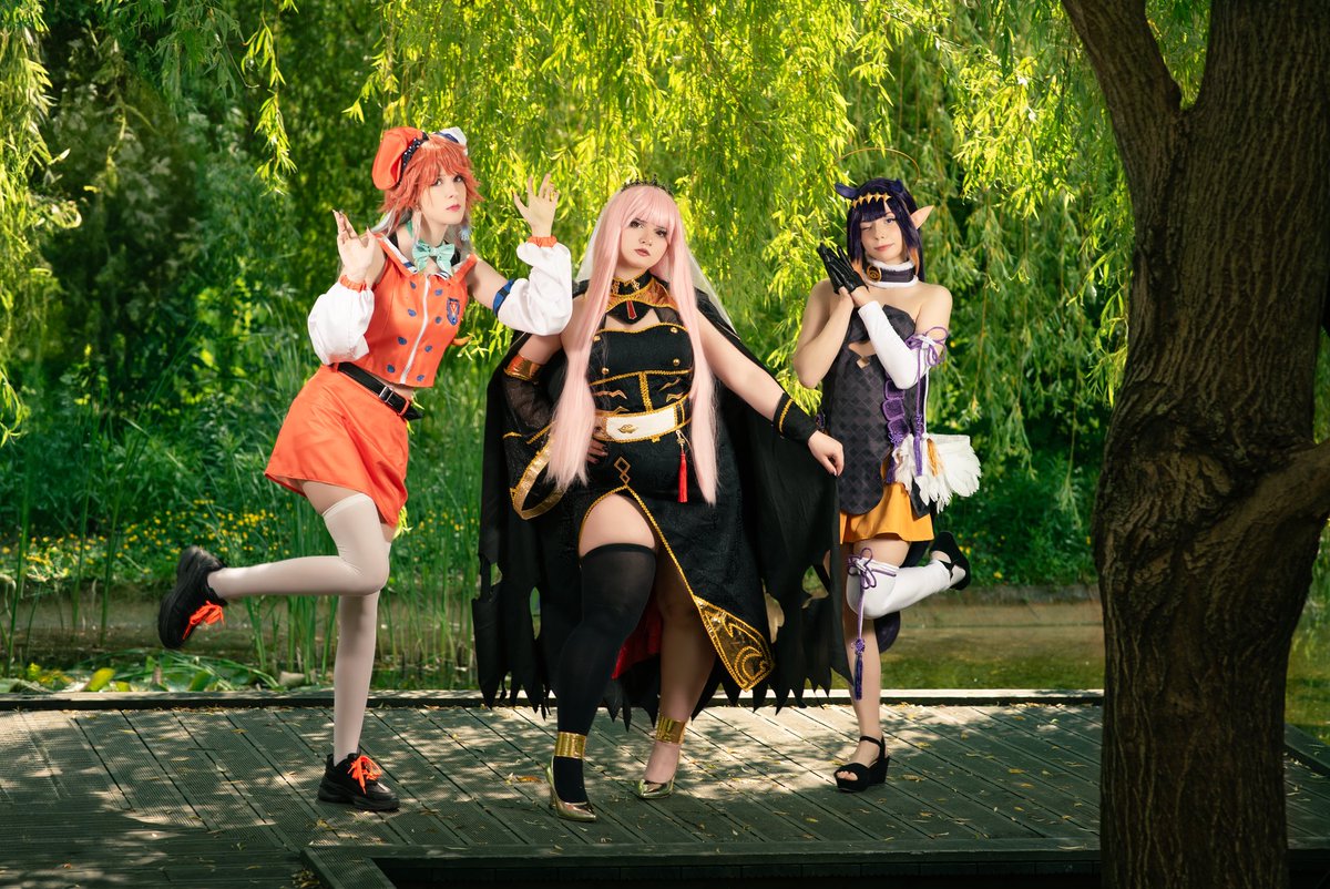 Juxia15's tweet image. We’re hololive myth 🐥💀🐙

Kiara: @CosplayVulturis 
Mori: me
Ina: @sunashiee 

#hololivemyth #kfp #InaART #callillust #holoen #cos #coser