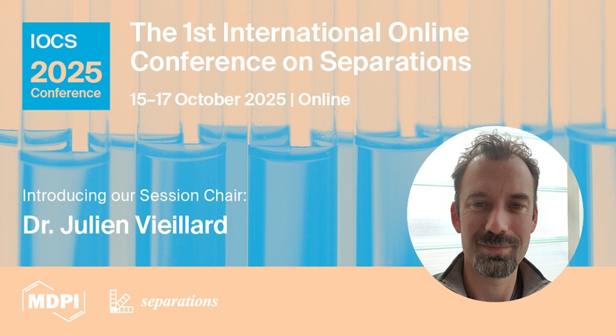 Separations MDPI (@sep_mdpi) on Twitter photo 📢We're excited to announce that Dr. Julien Vieillard from the University of Rouen Normandy will be the S6 Session Chair of the 1st International Online Conference on Separations! 
Session 6: Environmental Separations.
Find out more at brnw.ch/21wU9Co 👈 📢We're excited to announce that Dr. Julien Vieillard from the University of Rouen Normandy will be the S6 Session Chair of the 1st International Online Conference on Separations! 
Session 6: Environmental Separations.
Find out more at brnw.ch/21wU9Co 👈
