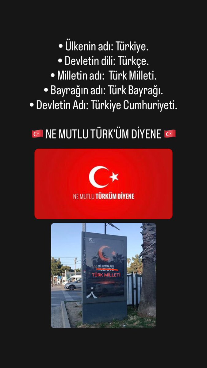 • Ülkenin adı: Türkiye.
• Devletin dili: Türkçe.
• Milletin adı:  Türk Milleti.
• Bayrağın adı: Türk Bayrağı.
• Devletin Adı: TürkiyeCumhuriyeti.
NE MUTLU TÜRK'ÜM DİYENE ❗️
🇹🇷
#Türk
#Nutuk
#TürkMilleti
#GençliğeHitabe
#MustafaKemalAtatürk 
#NeMutluTürkümDiyene