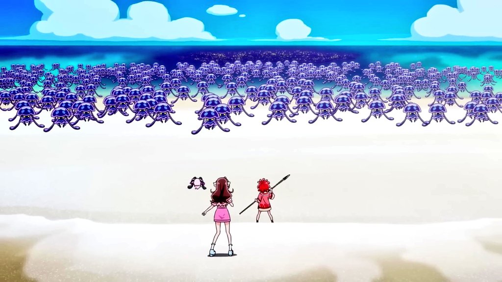 AIrzahn's tweet image. Kimi to Idol Precure 🎤
Have you seen the movie trailer ? This scene caught my attention, and you know why ... Yeah, I'm glad Idol and Kiss are getting along and fighting together, especially since Meroron is confirmed to be able to transform into Kiss individually (?) 💗🖤