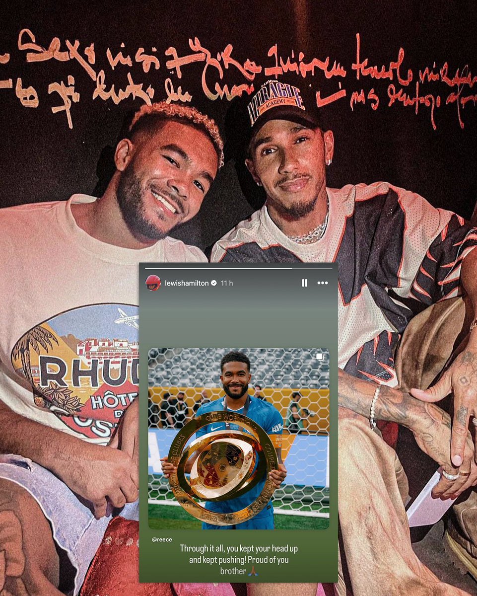ESPNF1's tweet image. Sir Lewis Hamilton showing his support to Reece James after he won the Club World Cup with Chelsea 💙