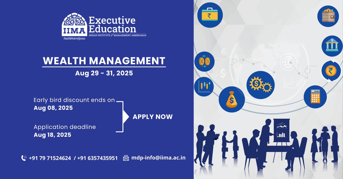 India needs a sharper #wealthstrategy. #IIMA’s #WealthManagement programme is built for HNIs, family offices, and asset managers navigating complex portfolios. 

Apply now: lnkd.in/d94pYgz8