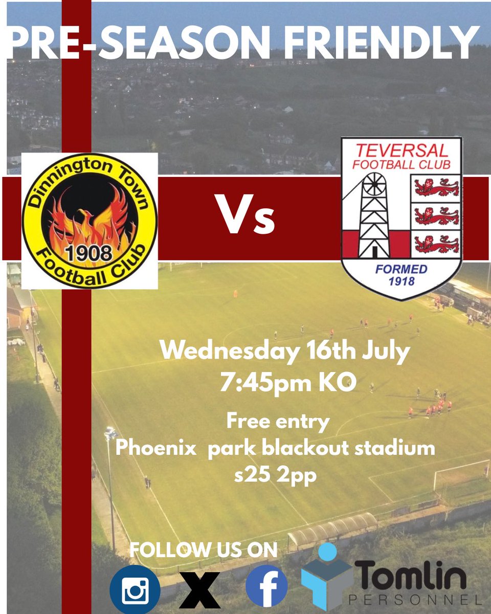 TeversalFC (@teversalfc) on Twitter photo Tomorrow we travel to <a href="/DinnoTownFC/">Dinnington Town Football Club</a> for another game. Alongside our first team weโll have a few from our 1918 team as we look to the new season.
#upthetevie Tomorrow we travel to <a href="/DinnoTownFC/">Dinnington Town Football Club</a> for another game. Alongside our first team weโll have a few from our 1918 team as we look to the new season.
#upthetevie