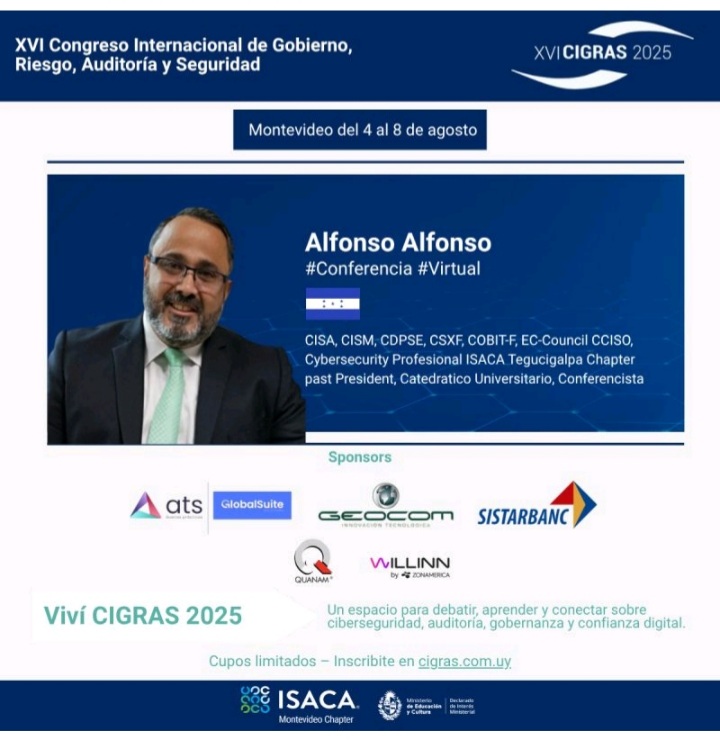 📣 #CIGRAS 2025!!   

🎤 #Conferencia #Virtual

"Confianza Digital en la Era Open Finance: Ciberseguridad, Identidad y Riesgos Emergentes"

📌 Martes 5 de agosto, 12:30 hs UY 

👉Inscríbete ahora en: lnkd.in/dnHTACpr