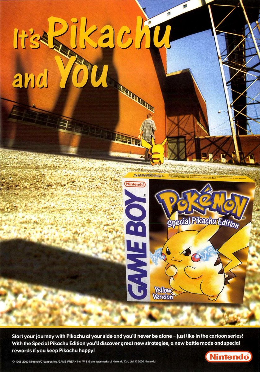 CoolBoxArt's tweet image. Pokémon Yellow Version - Special Pikachu Edition / Print ad / Nintendo / 2000