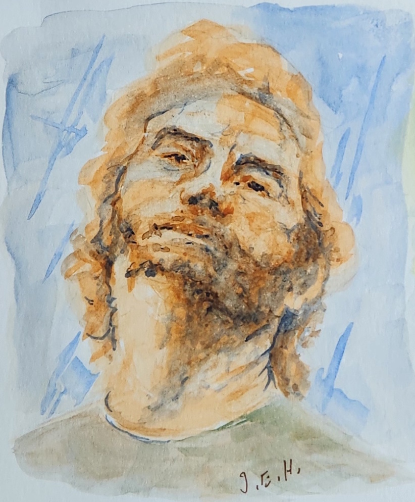 huismanconcepts's tweet image. From a recent sketchbook page, 
This one leaned into atmosphere and blur. Trying to say more by doing less. This is watercolor.
#sketchbookpractice #watercolorportrait #headstudy #processnotproduct #paintingthefigure