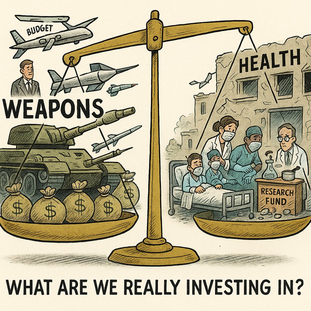 rabataller's tweet image. As a health provider, I witness daily how precious and fragile life is.
Yet globally, we’re investing more in learning how to kill than how to heal. More tanks and missiles than medicines and research.
Think about it. It’s not OK.