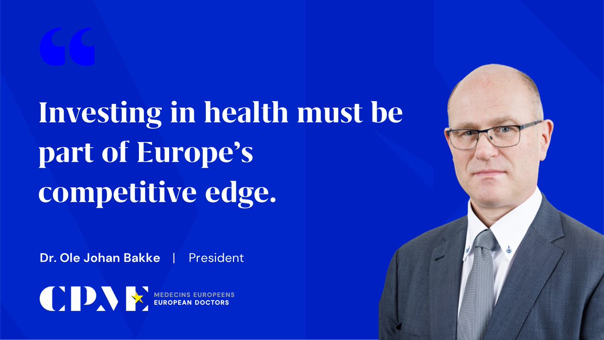 📢 Investing in health is not a cost, but a long-term investment in Europe’s future. 

🌍 A healthier Europe is a stronger, more united Europe.

👉 Read our Letter from the President: cpme.eu/news/investing…

#EUBudget #MFF