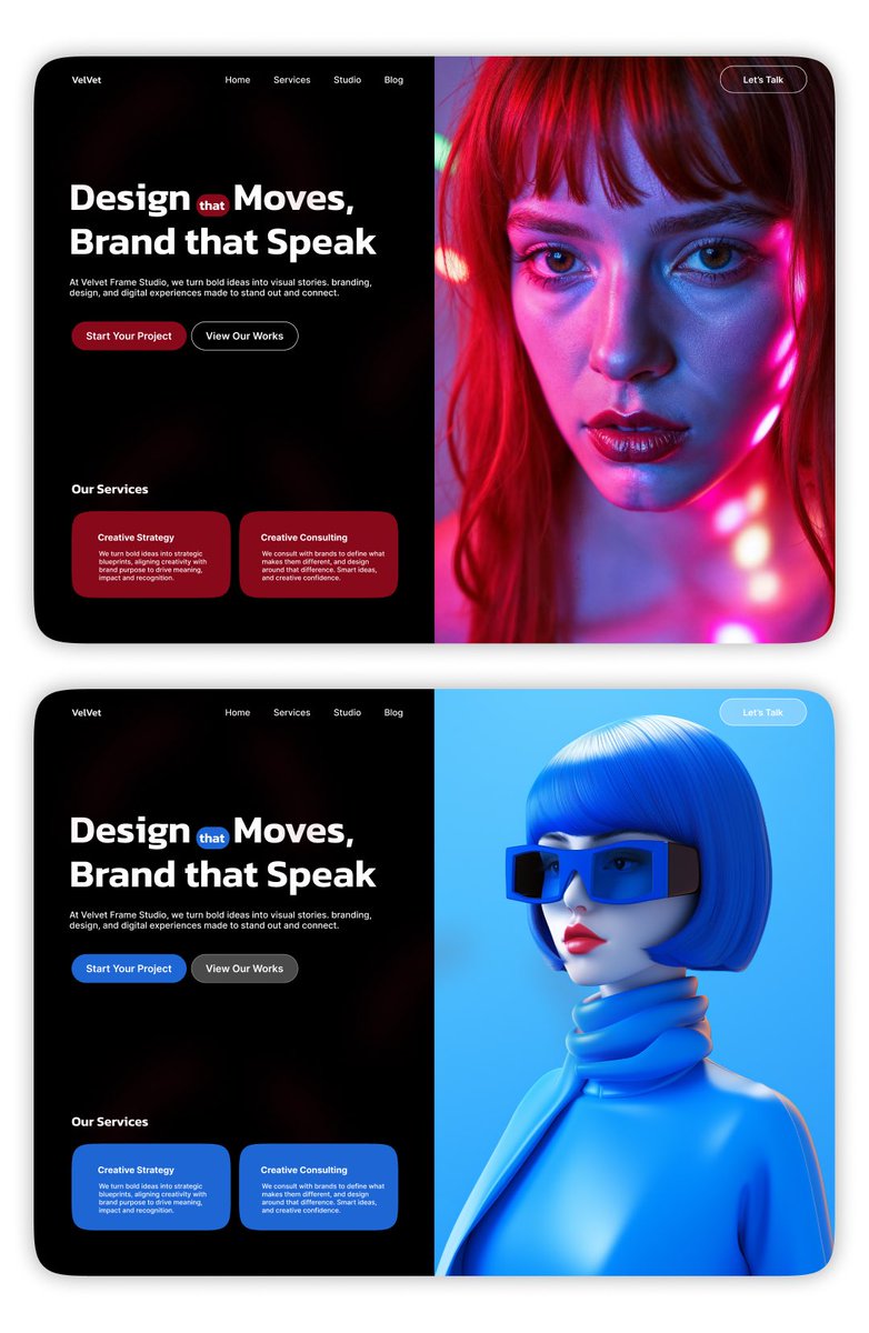 unicornashesss's tweet image. Hero section for VelVet creative studio
Top or Bottom?