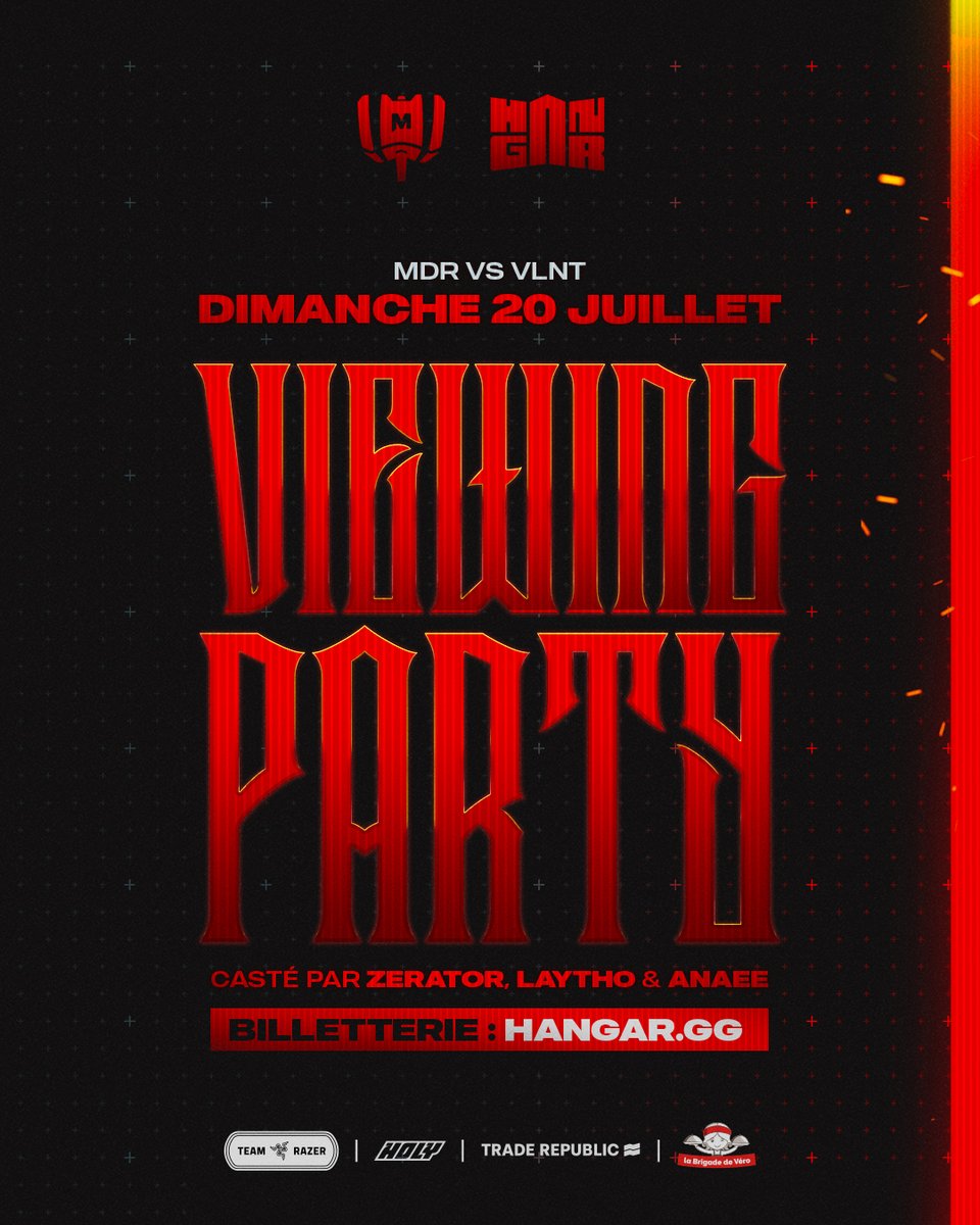 Mandatory (@mandatorygg) on Twitter photo Match | Mandatory🆚<a href="/ValiantOfficiel/">Team Valiant</a>
Ce dimanche 20 juillet, on compte sur vous pour faire trembler les murs du Hangar, lors de la Viewing Party !
🎟️ 5€ - lehangar.gg
🏛️ Le Hangar, à Saint-Jean-de-Védas (34430)
⌚️Ouverture des portes à partir de 16h Match | Mandatory🆚<a href="/ValiantOfficiel/">Team Valiant</a>
Ce dimanche 20 juillet, on compte sur vous pour faire trembler les murs du Hangar, lors de la Viewing Party !
🎟️ 5€ - lehangar.gg
🏛️ Le Hangar, à Saint-Jean-de-Védas (34430)
⌚️Ouverture des portes à partir de 16h