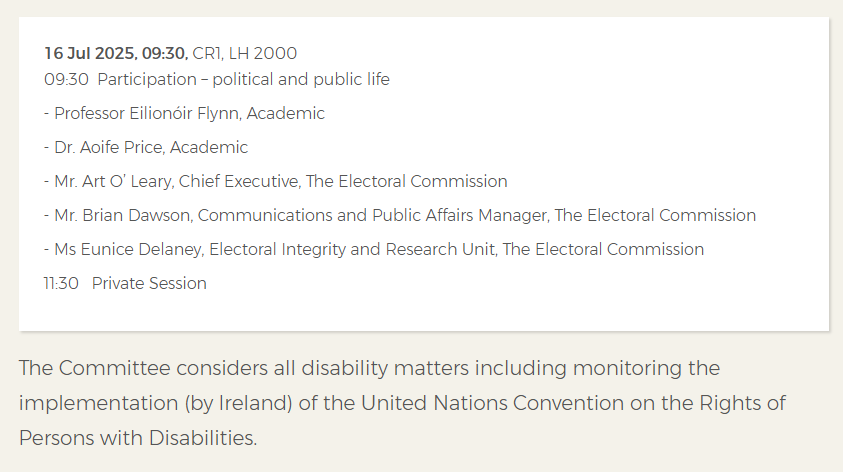 ElecCommIRL's tweet image. Tomorrow @eleccommirl will appear before the @OireachtasNews Joint Committee on Disability Matters to discuss participation in politics and public life.
📺 Watch live tomorrow, 9:30am, on Oireachtas TV CR1