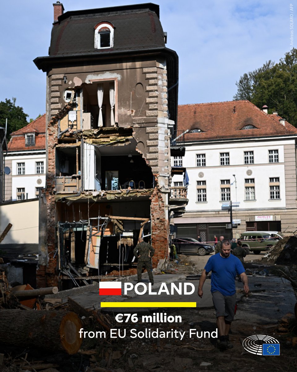 EPinIreland's tweet image. Last week, MEPs voted to provide financial help to deal with the consequences of severe flooding in 🇵🇱, 🇨🇿, 🇦🇹, 🇸🇰, 🇧🇦 & 🇲🇩.
Assistance will be used for infrastructure repair, temporary accommodation, protecting cultural heritage sites, and clean-up.
europa.eu/!vRp7rC