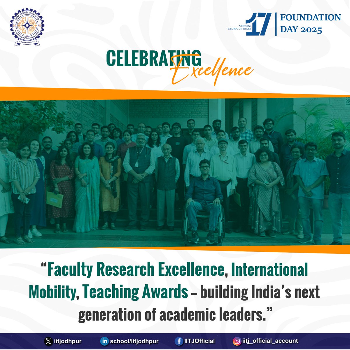 iitjodhpur's tweet image. 🌟 Celebrating Excellence at #IITJodhpur!

IIT Jodhpur honours faculty for their achievements in Research, Teaching &amp;amp; Global Engagement — building India’s next-gen academic leaders. 🇮🇳🎓

#FacultyExcellence #AcademicLeadership #TuesdayVibes #CelebratingExcellence