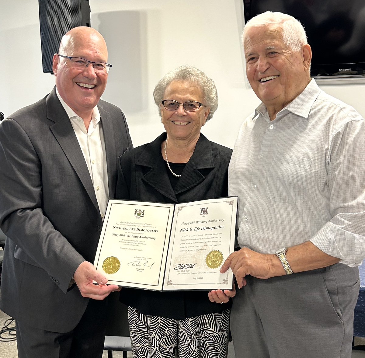 SteveClarkPC's tweet image. I had the honour of joining a full house of family and friends at the 65th wedding anniversary celebration for Nick and Efe Dimopoulos on Saturday.
What a wonderful event for a remarkable couple!
Deanna and I extend our heartfelt congratulations.