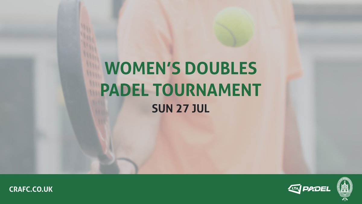 We're hosting a Women’s Doubles Padel Tournament on Sunday 27 July at Chichester Racquets &amp; Fitness Club!

🏆 LTA Grade 5
🗓️ 9:45am - 3pm
💷 £20 entry
🎯 Compass draw = multiple matches

Enter by 20 July 👉 bit.ly/44sbynK