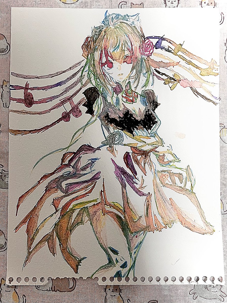 息抜きにアナログ落書き🖋️
友人に貰ったUFOキャッチャーの景品のガラスペンで描きました。
…初めて使ってみましたがめちゃくちゃ難しいです(^◇^;)アナログムリゲーでやんした💦

#アナログイラスト　#絵描きさんと繋がりたい