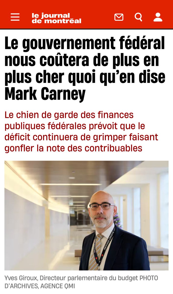 CarolineLessar8's tweet image. Pire que Trudeau qui dise à matin…
Quelqu’un se doute de cette affirmation?
« Le chien de garde des finances publiques fédérales prévoit que le gouvernement Carney ne fermera pas le robinet des dépenses à Ottawa contrairement à ce qu’il prétend, mais qu’il coûtera encore plus…