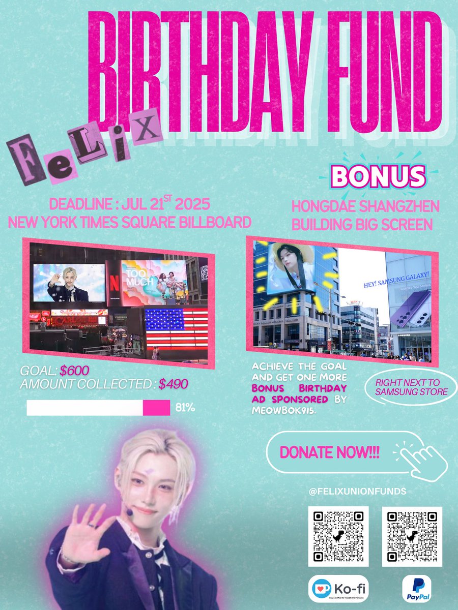 Felix ํ๋ฆญ์ค Central (@flxcentral) on Twitter photo ๐#FELIX Birthday Funds
We've extended the deadline by one more week and adjusted the goal to $600!
Every contribution matters! Your support is always appreciated ๐
โ๏ธ D-06
๐ฏ 81%
Paypal: paypal.com/paypalme/felixโฆ
Ko-fi: ko-fi.com/felixunionfunds
#ๆ้พ้ฆฅ #ํ๋ฆญ์ค #ใใฃใชใใฏใน ๐#FELIX Birthday Funds
We've extended the deadline by one more week and adjusted the goal to $600!
Every contribution matters! Your support is always appreciated ๐
โ๏ธ D-06
๐ฏ 81%
Paypal: paypal.com/paypalme/felixโฆ
Ko-fi: ko-fi.com/felixunionfunds
#ๆ้พ้ฆฅ #ํ๋ฆญ์ค #ใใฃใชใใฏใน
