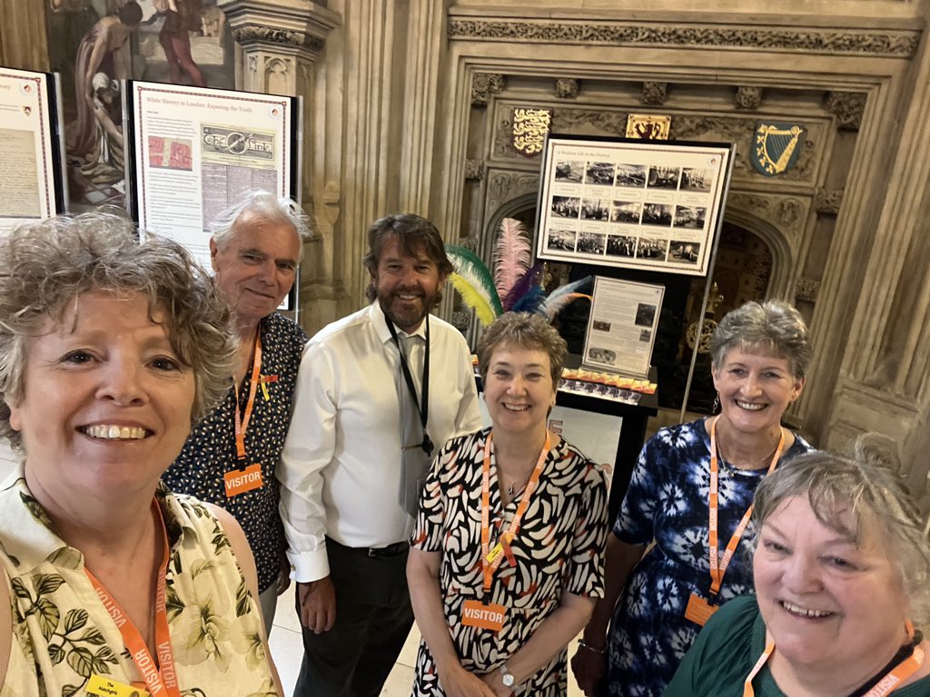 Having a great time with our wonderful Matchgirls Memorial team talking to MPs, Peers and visitors passing through the Upper Waiting Hall about our Matchgirls Exhibition #matchgirls1888