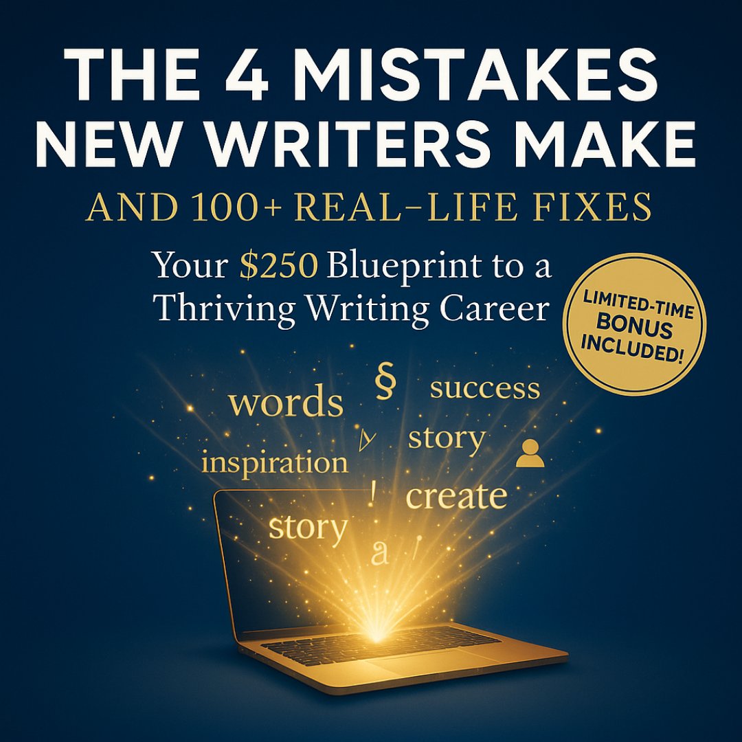 TrendHuntersHQ's tweet photo. Struggling to write or sell your work? The 4 Mistakes New Writers Make is your $250 ticket to success! Fix 4 critical errors, unlock 100+ pro fixes, and turn your words into wealth. Grab it now + free bonus! https://t.co/3UPqZcBydS

 #WritingTips #SelfPublishing https://t.co/sxm3eDWXXK