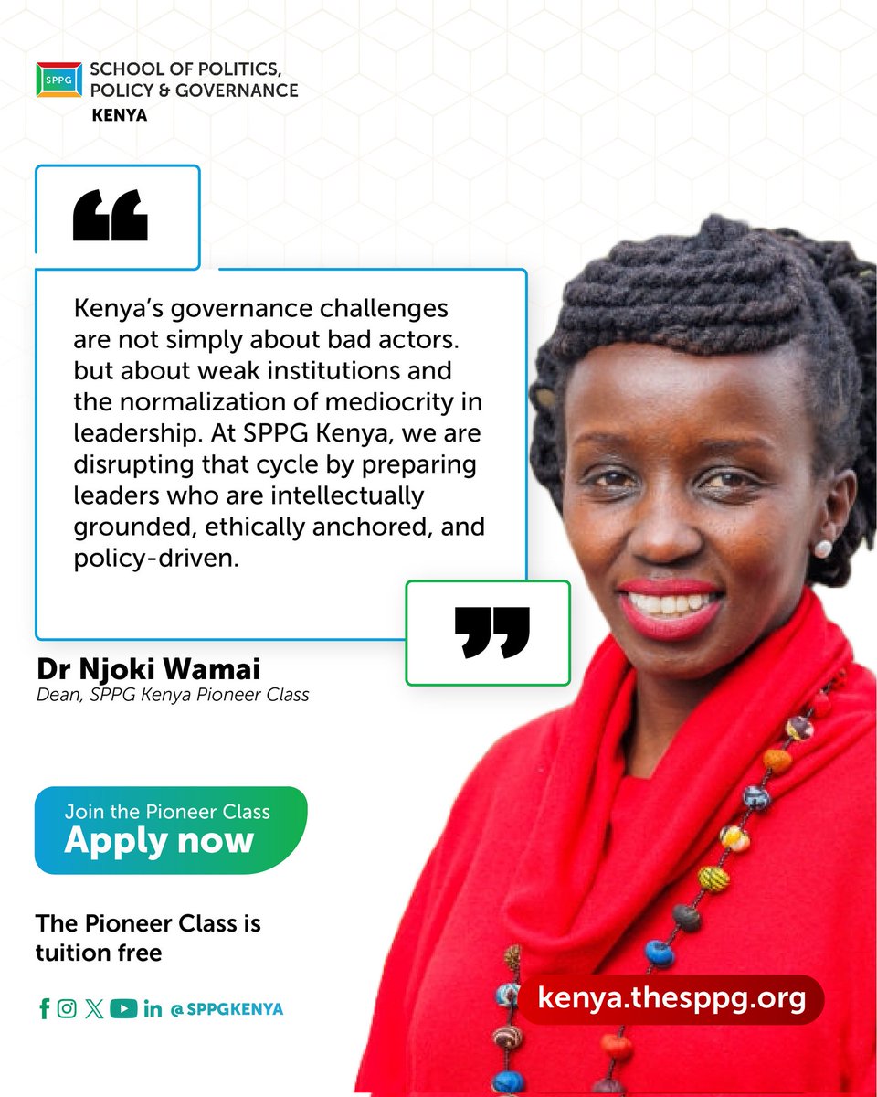 “Kenya’s governance challenges aren’t just about bad actors  they’re about weak institutions and normalized mediocrity.”
At SPPG Kenya, we’re disrupting that cycle by equipping leaders who are intellectually grounded, ethically anchored, and policy-driven.

Application Deadline: