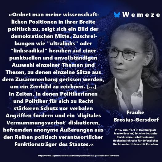 Sie hat so recht und deshalb stehe ich an der Seite von Frau Brosius-Gersdorf!
