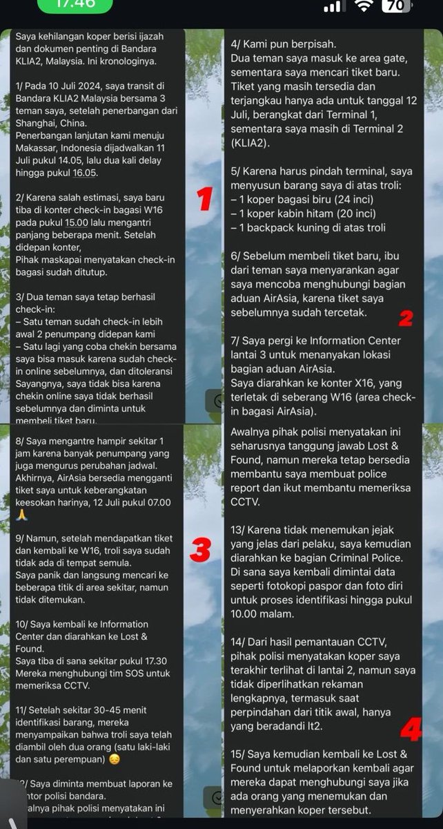 _yyaaya's tweet image. TEMAN SAYA KEHILANGAN KOPER, BACKPACK YANG BERISI IJAZAH SELAMA BERKULIAH DI CHINA.

mohon bantuannya, berikut kronologinya🙏🏻
@MY_Airports 
#shareplease