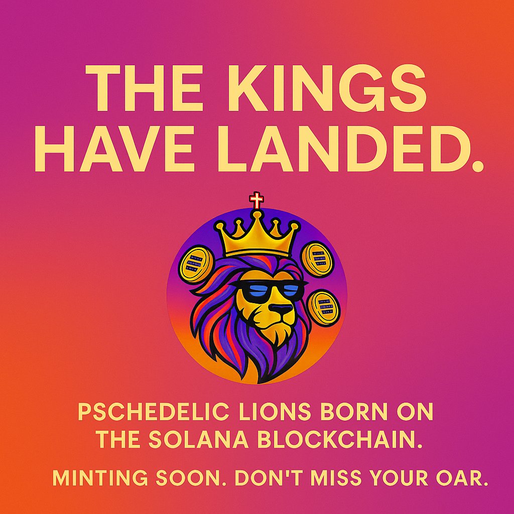 SolLionRoyale's tweet photo. 👑 The Kings Have Landed. Psychedelic lions born on the Solana blockchain — each one rare, crowned, and roaring with utility. 🦁 Legendary traits. 🔥 No rulers. Just Kings.  🎯 Minting soon. Don’t miss your roar. 
#SolKingLegends #NFTDrop #SolanaNFT #CryptoArt #NFTCommunity #Web3 https://t.co/5vFTqLfxGE