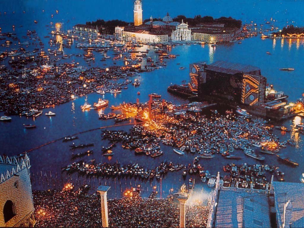 pinkfloyd's tweet image. Thirty-six years ago, an estimated 100 million people watched Pink Floyd perform a shortened set in a live television broadcast from the Canale di San Marco in Venice, Italy: