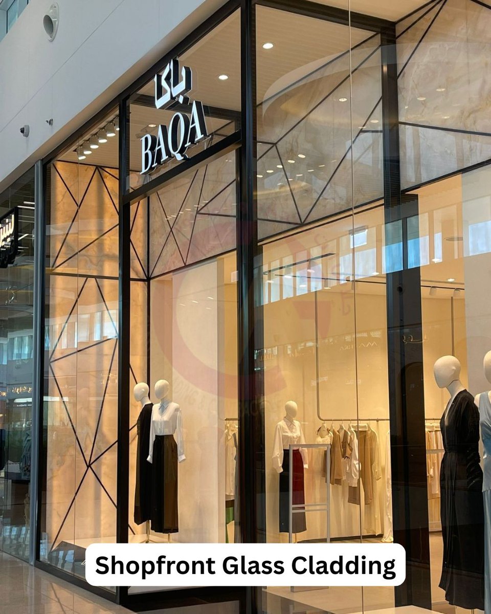 GlassArt_q's tweet image. &quot;Step into modern luxury with our premium shopfront glass cladding. Crystal-clear, high-strength, perfect for fashion boutiques, showrooms, and upscale retail spaces.&quot;
#GlassCladding #StorefrontDesign #ShopfrontStyle  #FramelessGlass #حلول_التكسية