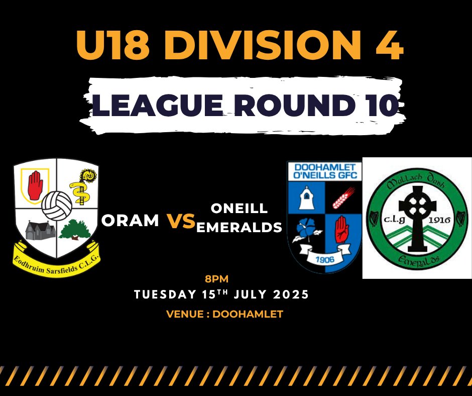 Weekly fixtures. U18s and U12s out this week.
Get all the latest news on the Oram Sarsfields GAA app member.clubspot.app/club/oram-sars…