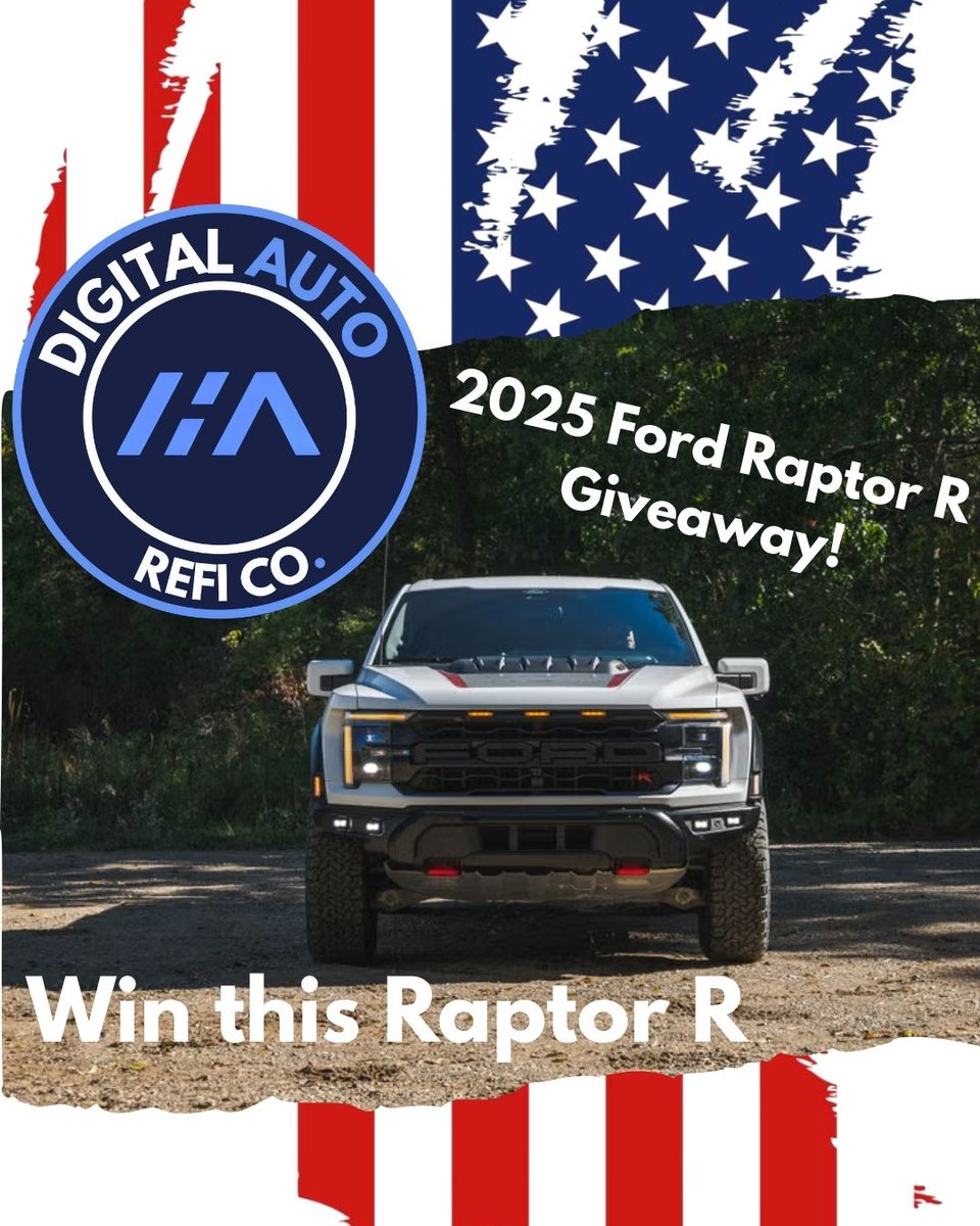 DigitalAutoRefi's tweet image. 🚨 Win a 2025 Ford Raptor R or $120,000 CASH! 🛻💰
✅ Like &amp;amp; share
✅ Follow us
✅ Refinance or refer someone who does!
Bonus entries for referrals, merch, GAP, VSC &amp;amp; more!
🎯 Enter: digitalautorefi.com/raptor-r-givea…
#Giveaway #RaptorR #RefinanceAndWin #DigitalAutoRefi
