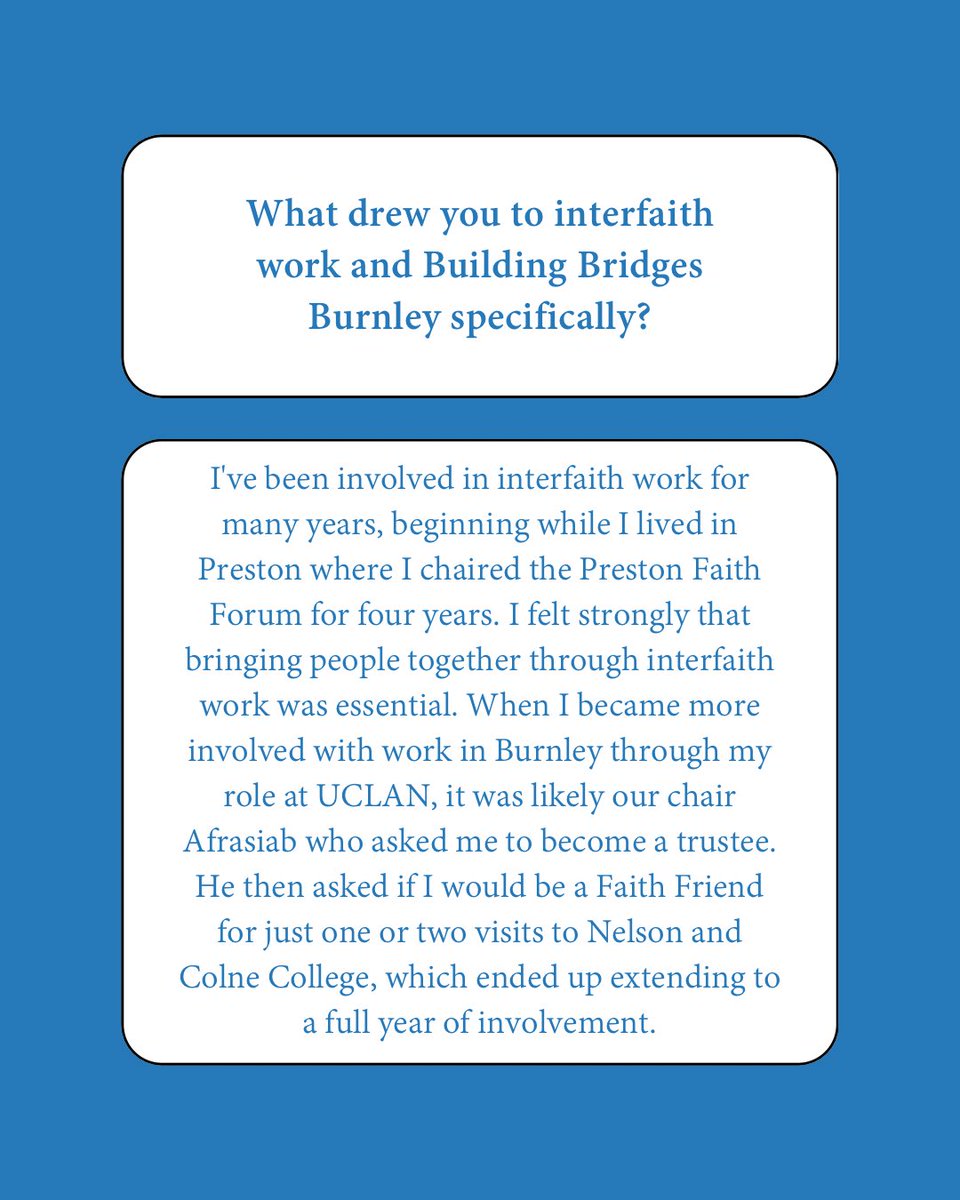 B_B_Burnley's tweet image. ✨ Meet the Team Tuesdays ✨
Meet Peter Lumsden, one of our dedicated trustees! 🙏
Peter brings decades of interfaith experience to Building Bridges Burnley, having previously chaired the Preston Faith Forum for 4 years.
#BuildingBridgesBurnley #InterfaithWork #CommunityUnity