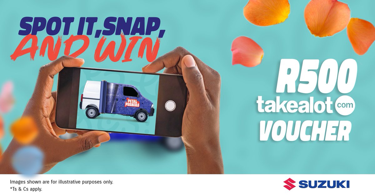 Suzuki_ZA's tweet image. Spot a wrapped Suzuki EECO or Super Carry & you could win one of five R500 Takealot vouchers!
👉 Spot a wrapped EECO or Super Carry
👉 Snap a pic
👉 Post it on your socials with #EECOxSuperCarry
Let’s celebrate the small businesses making moves with Suzuki! T&Cs apply.
