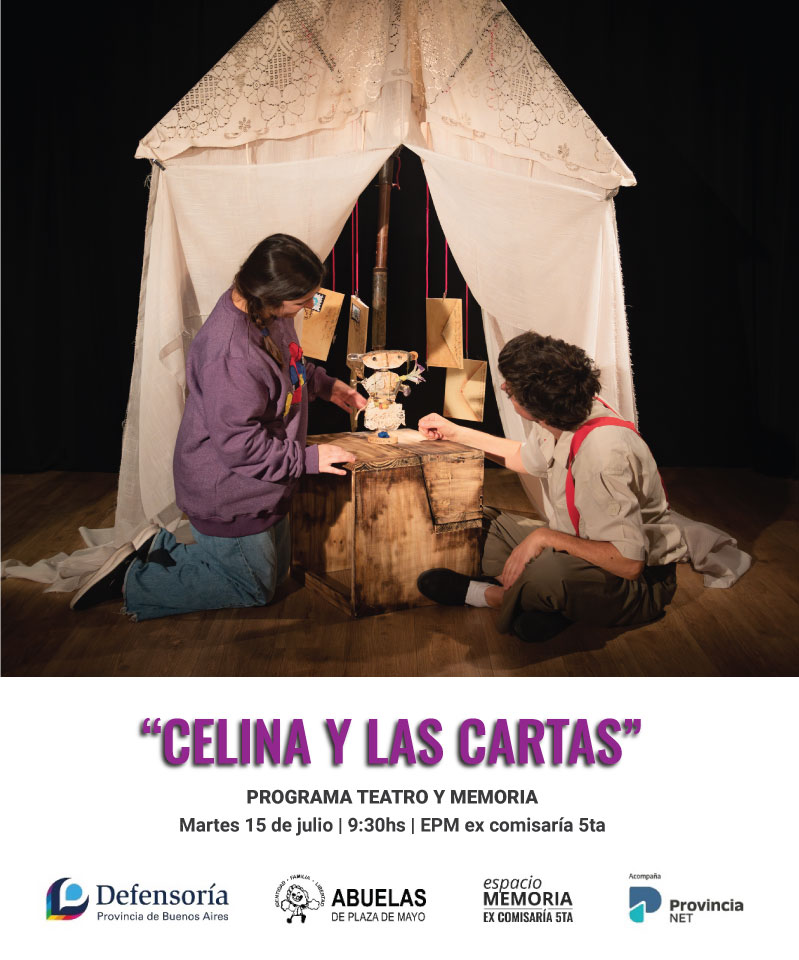 abuelasdifusion's tweet image. 🎭Hoy a las 9.30 realizamos otra función de "Celina y las cartas", en el Espacio para la Memoria ex la Comisaría 5ta, donde funciona Abuelas La Plata, con el apoyo del @ProvinciaNET
➡️abuelas.org.ar/prensa-y-difus…