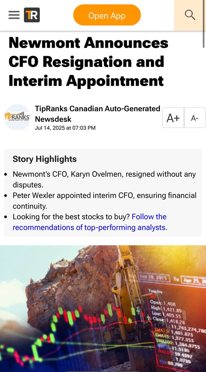 Dave_CashFlow's tweet image. $NEM CFO resignation driving the stock down over 7% while Gold is up on the day
Business specific risk like this is what makes it difficult to justify owning the gold miners instead of just getting exposure to spot gold
