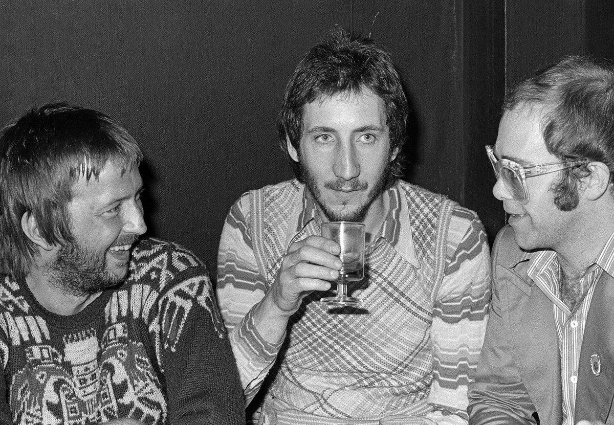 EricClapton's tweet image. Eric photographed with Pete Townshend and @eltonofficial at the China Garden in London, taken April 1974.
📸: Michael Putland