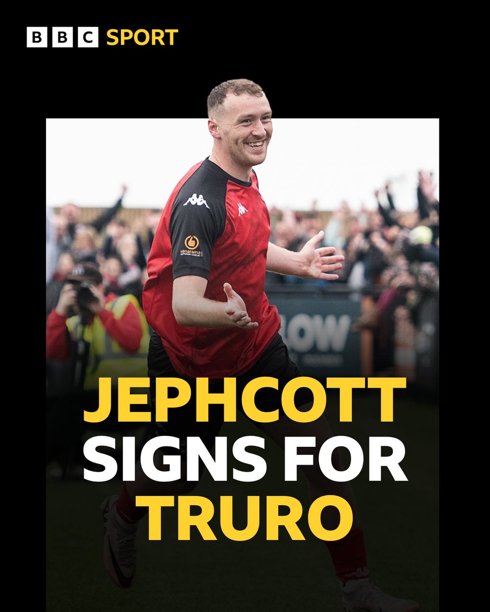 BBC Sport Cornwall (@cornwallsport) on Twitter photo Former Plymouth Argyle striker Luke Jephcott has signed a permanent deal with Truro City
He scored 6 goals on loan last season Former Plymouth Argyle striker Luke Jephcott has signed a permanent deal with Truro City
He scored 6 goals on loan last season
