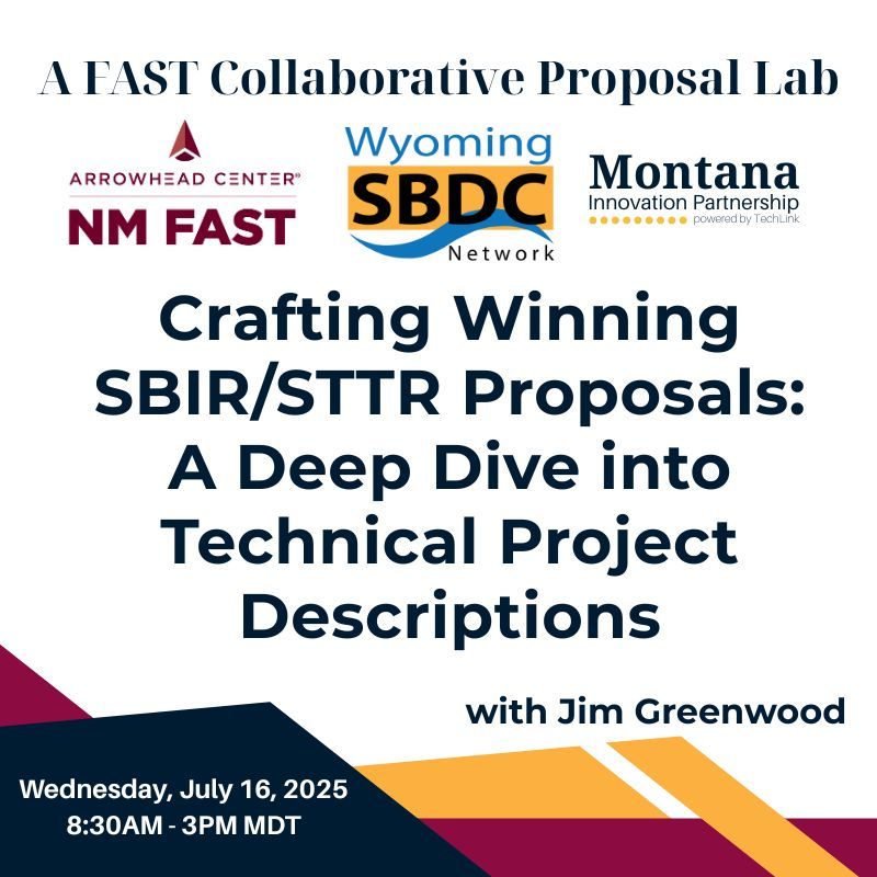 NM_Fast's tweet image. A great solution isn’t enough—your proposal must show how it works and why it matters. Join this session to learn how to clearly explain your innovation, define measurable objectives, and build a fundable Phase I SBIR/STTR project plan. Register now: us02web.zoom.us/meeting/regist…