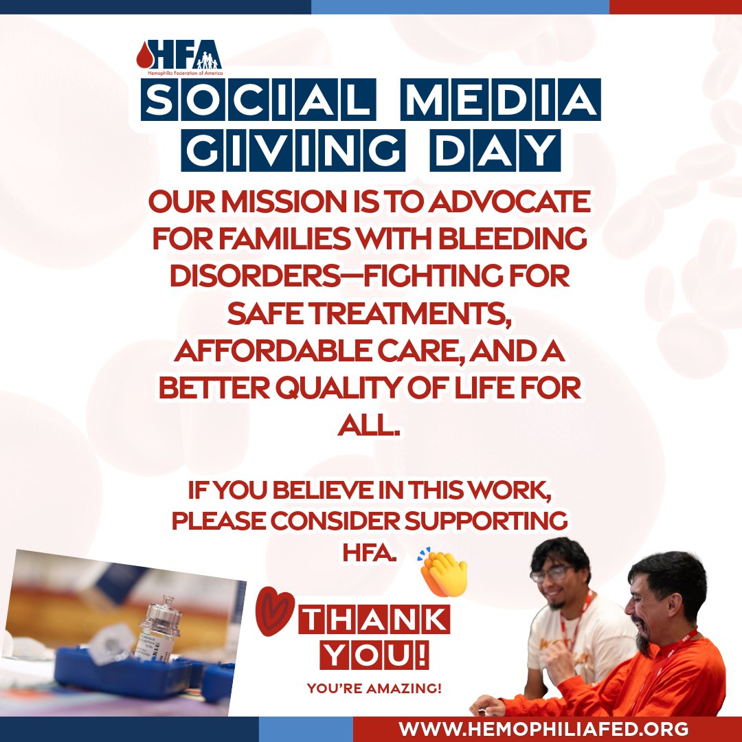 Today, we’re sending a heartfelt THANK YOU to our generous donors. Your support fuels our mission advocate for families with bleeding disorders—fighting for safe treatments, affordable care, and a better quality of life for all.

💸 Donate Today: hubs.li/Q03x67Ms0