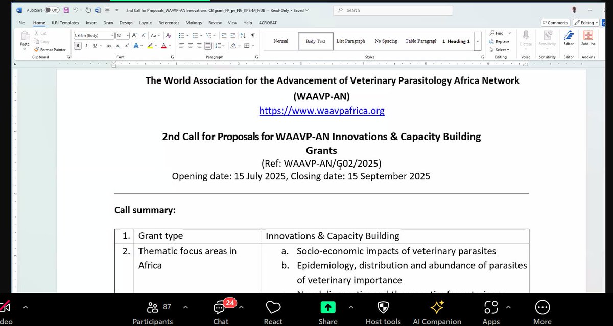 A successful launch of the WAAVP-AN Community of Practice &amp; 2nd Call for Proposals! Powerful insights from leaders in parasitology. Join the CoP at: waavpafrica.org/cop/ 
Resources to be shared on our website.
#WAAVPAN #OneHealth #AfricaScience #CoPLaunch