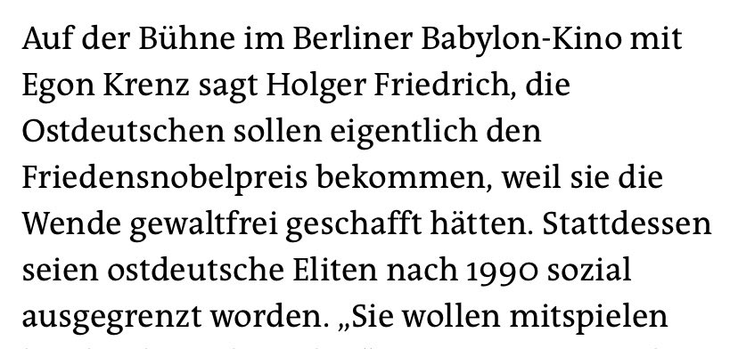 thomas_dudek's tweet image. Ich habe großen Respekt für die DDR-Bürgerrechtler. Der SED-Mitläufer Holger Friedrich gehörte nicht dazu. Und wenn man bedenkt, dass bis auf Rumänien die Wende 1989 im Ostblock friedlich ablief, ist es Gaga, wenn Friedrich für die Ostdeutschen den Friedensnobelpreis fordert.