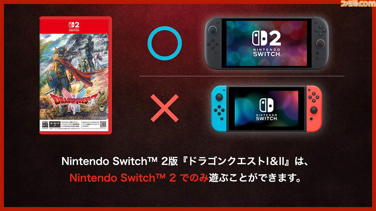 ドラゴンクエストI＆II』Switch版からSwitch 2へのアップグレード不可