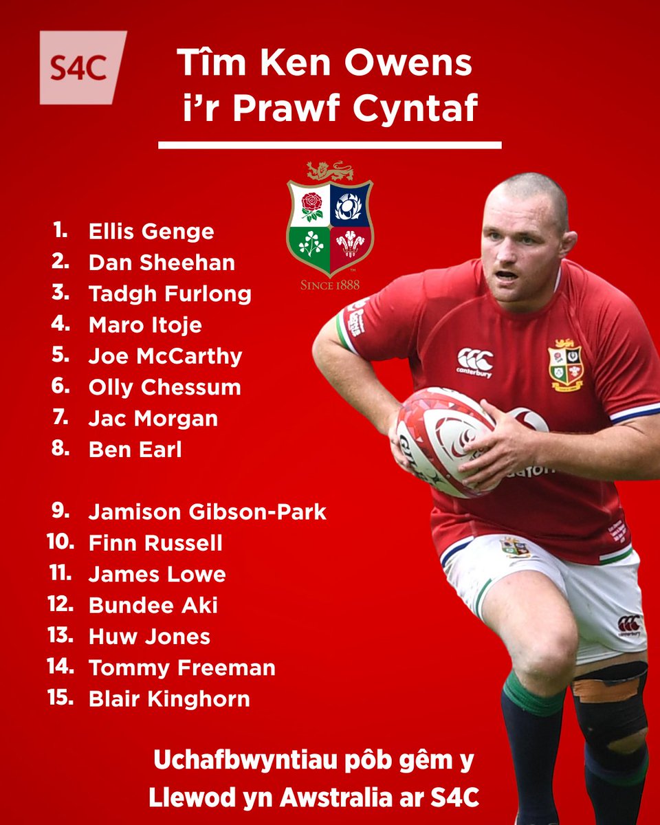 S4CRygbi's tweet image. Tîm Llewod Ken Owens ar gyfer y prawf cyntaf yn erbyn Awstralia!
Do you agree with Ken Owens starting team for the first test against Australia?
🦁Llew-Fod
💻Clic, iPlayer a Youtube S4C
#Lions2025 | @S4Cchwaraeon